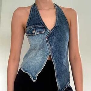 Y2K Zara Denim Halter Vest Top – Archive Minimal XS